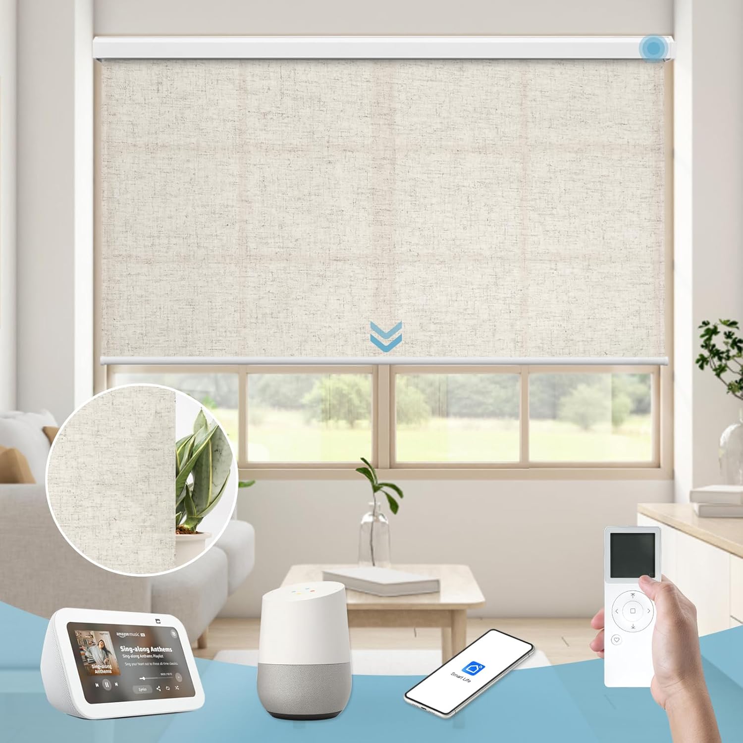 VIDEMA Classic Night Guardian Light Filtering Series Motorized Roller Shade