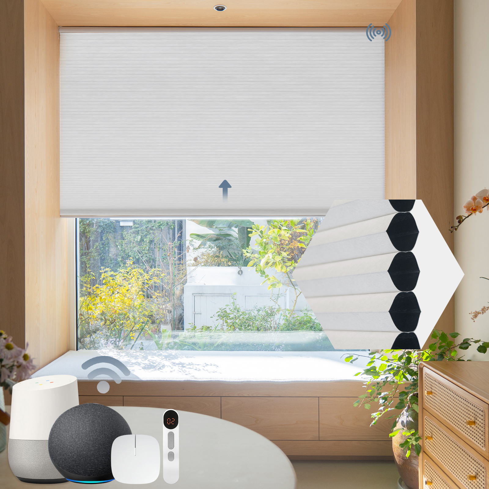 VIDEMA Smart Electric Honeycomb Shades Blackout Series Cellular Shades