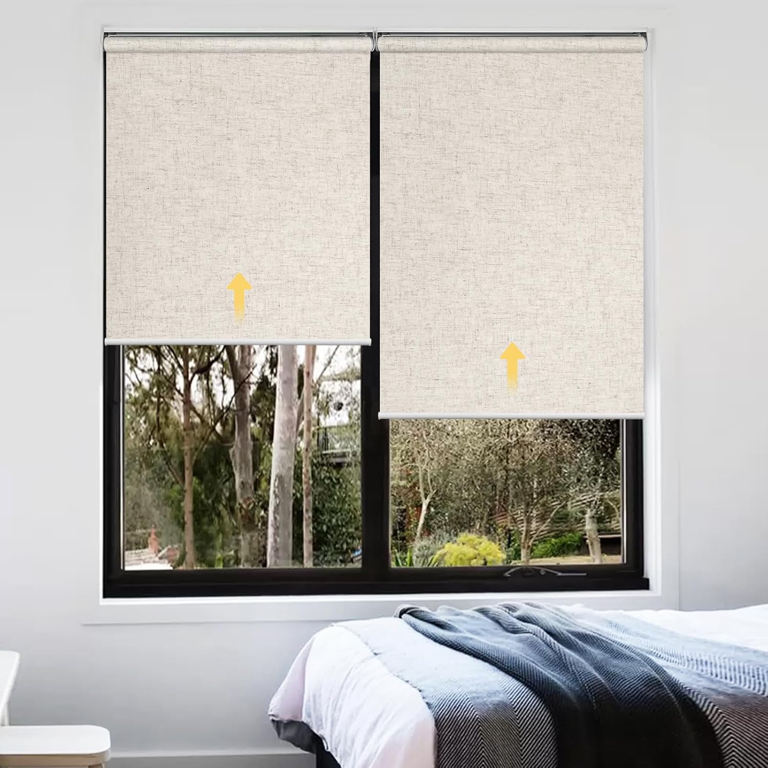 VIDEMA Custom Manual Roller Shades for Indoor Windows Cordless Blackout