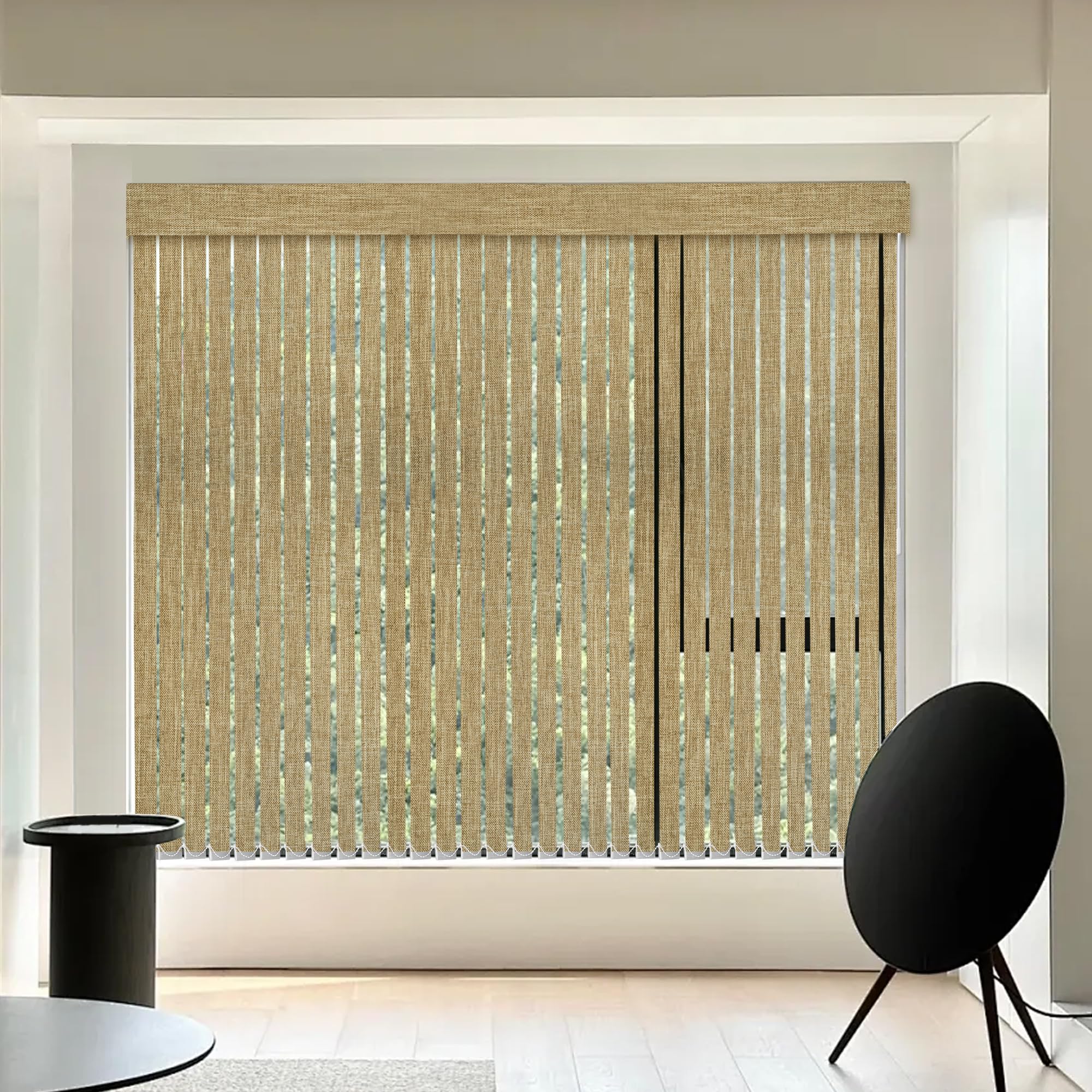 VIDEMA Manual Vertical Shade – Blackout or Light-Filtering Fabric, Wand Tilt & Draw, 180° Tilt for Light Control, Bottom-Bead Linked, Made-to-Measure