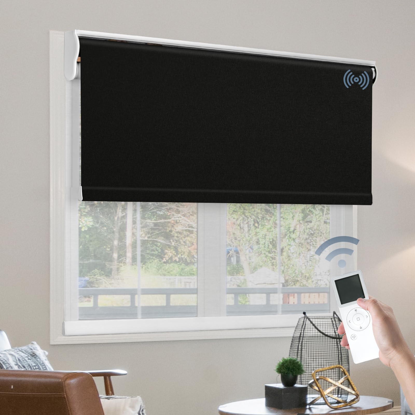 VIDEMA Motorized Double Roller Shade – Dual-Motor Inside, Blackout & Sheer Independent, Remote/Voice, Made-to-Measure