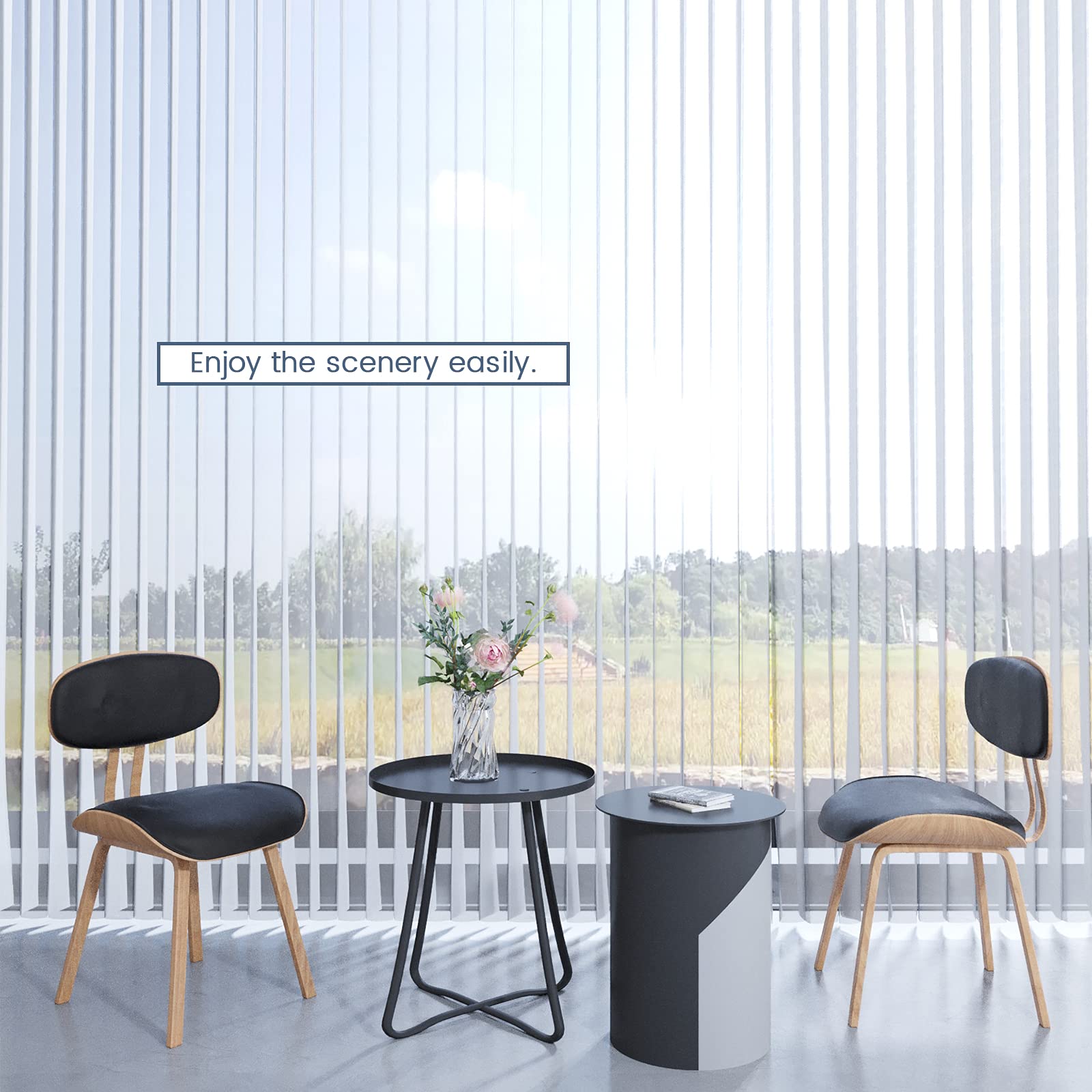 VIDEMA Manual Vertical Sheer Blinds – 180° Flip Dim-Out/Sheer, Single or Dual Wands, Walk-Through Panels, Made-to-Measure